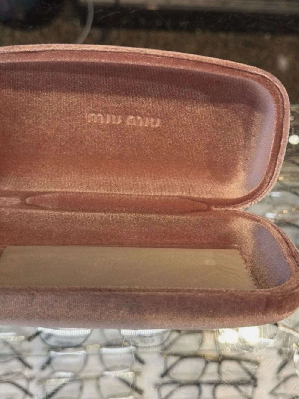 Miu Miu Dusty Pink Velvet Sunglasses Case with Soft Pouch